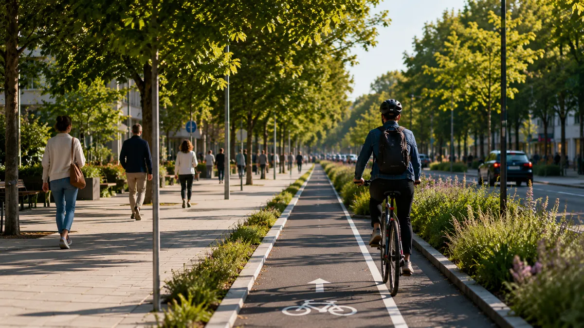 Beispielbild: Radweg mit Sicherheitszone